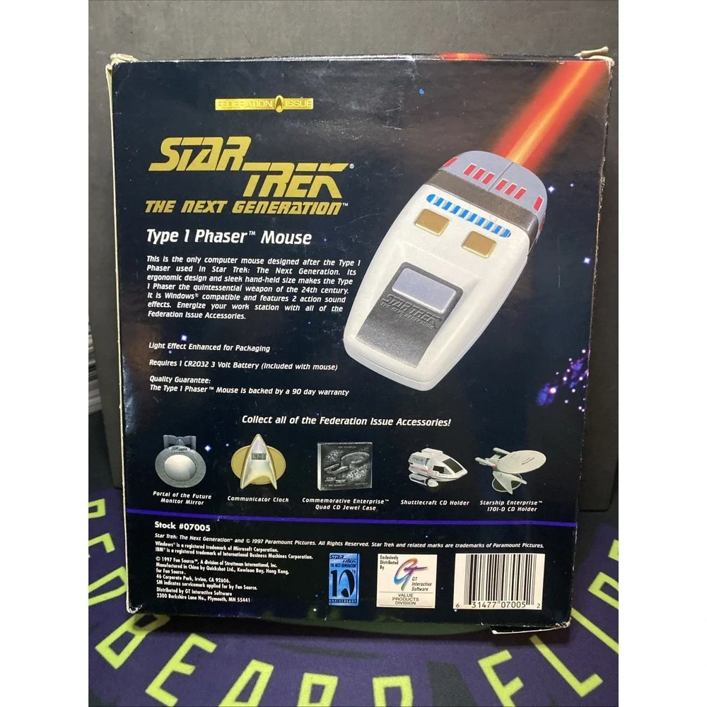 Star Trek The Next Generation - Type 1 Phaser Mouse ✨️ 1997 Vintage✨️🖖 A1